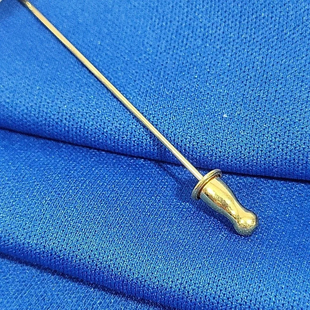 Vintage Monet Stick Pin Triangle Cream‎ Black Enamel Gold Tone Signed Orginal